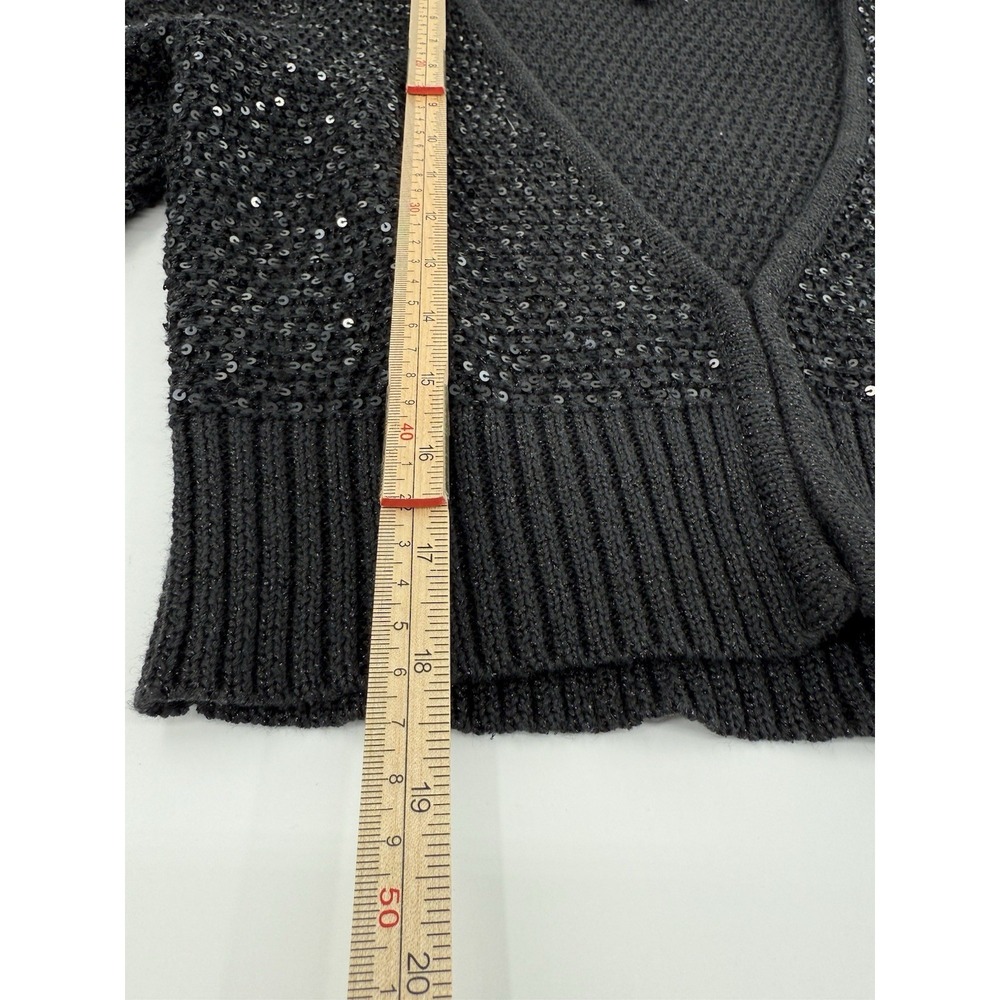 Express Women's Black Cardigan with Metallic Sequin Shimmer Size Medium - Picture 4 of 7